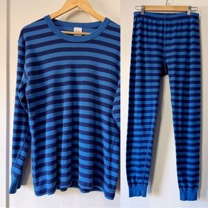 Hanna Andersson adult unisex striped long john pajama top and pants set size L